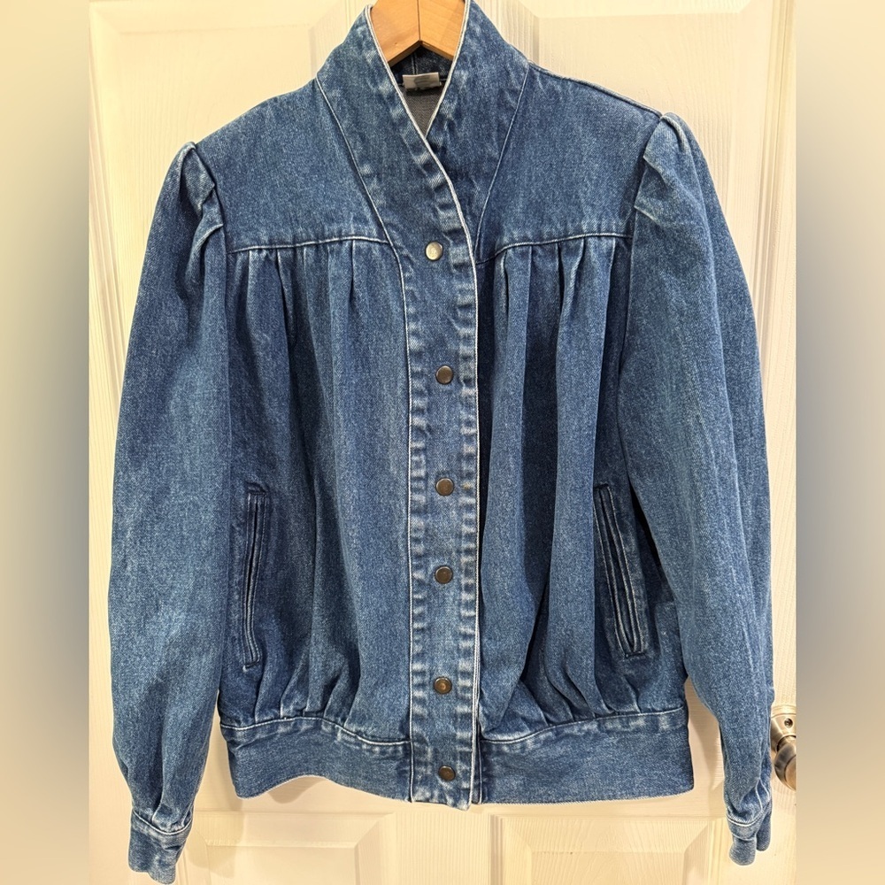VTG brand tag missing Denim Women's Pleated Snap Front Jacket Western Cottage - Picture 2 of 8